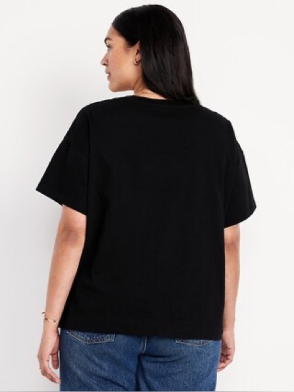 Old Navy Black Vintage Cotton V-Neck
 Short Sleeve Tee Plus Size, XXL - Picture 2 of 10